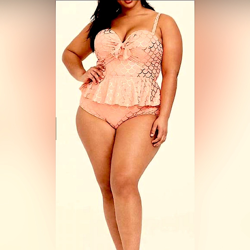 Torrid Coral and Gold mermaid bikini bottoms